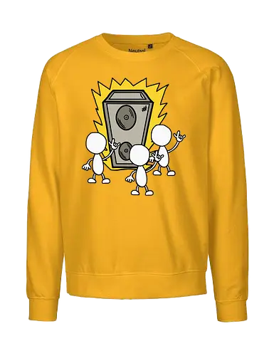Konzert (1) - Augen, Comic, Comic Style, Comic Stil, Zeichnung, comics, niedlich, albern, lustig, witzig, bunt, musik, rock, konzert, festival, rocker, singen, sänger, musiker, pommes, pommesgabel - Fairtrade Sweatshirt