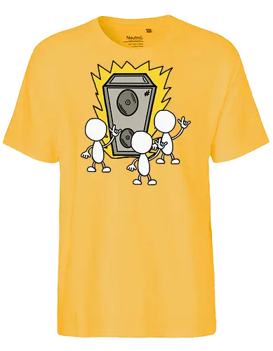 Konzert (1) - Augen, Comic, Comic Style, Comic Stil, Zeichnung, comics, niedlich, albern, lustig, witzig, bunt, musik, rock, konzert, festival, rocker, singen, sänger, musiker, pommes, pommesgabel - Fairtrade T-Shirt