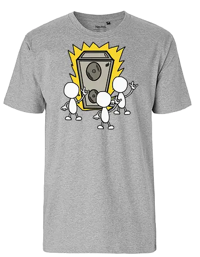 Konzert (1) - Augen, Comic, Comic Style, Comic Stil, Zeichnung, comics, niedlich, albern, lustig, witzig, bunt, musik, rock, konzert, festival, rocker, singen, sänger, musiker, pommes, pommesgabel - Fairtrade T-Shirt