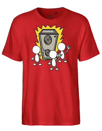 Konzert (1) - Augen, Comic, Comic Style, Comic Stil, Zeichnung, comics, niedlich, albern, lustig, witzig, bunt, musik, rock, konzert, festival, rocker, singen, sänger, musiker, pommes, pommesgabel - Fairtrade T-Shirt