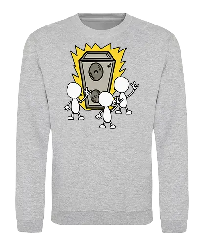 Konzert (1) - Augen, Comic, Comic Style, Comic Stil, Zeichnung, comics, niedlich, albern, lustig, witzig, bunt, musik, rock, konzert, festival, rocker, singen, sänger, musiker, pommes, pommesgabel - Sweatshirt