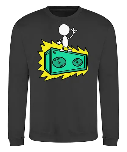 Konzert (3) - Augen, Comic, Comic Style, Comic Stil, Zeichnung, comics, niedlich, albern, lustig, witzig, bunt, musik, rock, konzert, festival, rocker, singen, sänger, musiker, pommes, pommesgabel - Sweatshirt