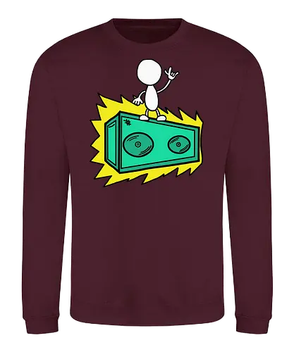 Konzert (3) - Augen, Comic, Comic Style, Comic Stil, Zeichnung, comics, niedlich, albern, lustig, witzig, bunt, musik, rock, konzert, festival, rocker, singen, sänger, musiker, pommes, pommesgabel - Sweatshirt