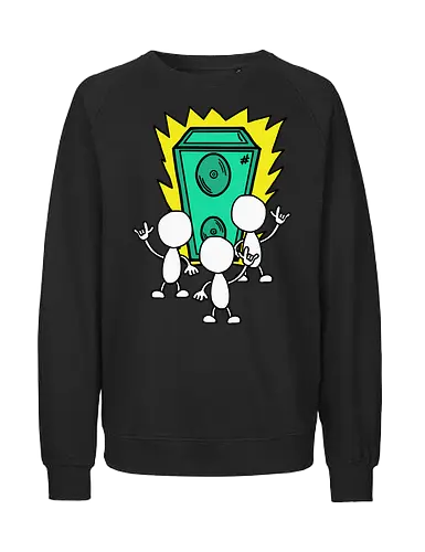 Konzert (4) - Augen, Comic, Comic Style, Comic Stil, Zeichnung, comics, niedlich, albern, lustig, witzig, bunt, musik, rock, konzert, festival, rocker, singen, sänger, musiker, pommes, pommesgabel - Fairtrade Sweatshirt