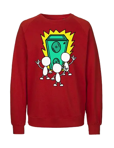 Konzert (4) - Augen, Comic, Comic Style, Comic Stil, Zeichnung, comics, niedlich, albern, lustig, witzig, bunt, musik, rock, konzert, festival, rocker, singen, sänger, musiker, pommes, pommesgabel - Fairtrade Sweatshirt