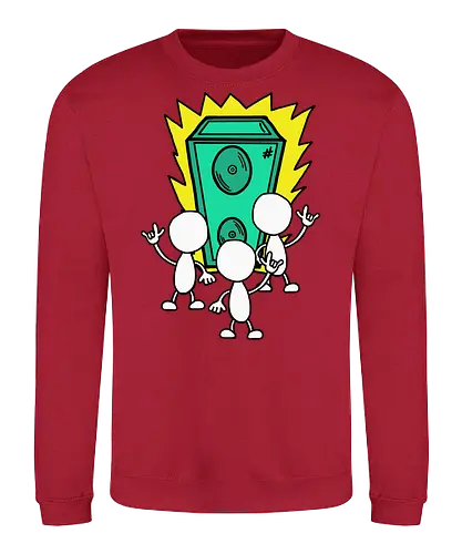 Konzert (4) - Augen, Comic, Comic Style, Comic Stil, Zeichnung, comics, niedlich, albern, lustig, witzig, bunt, musik, rock, konzert, festival, rocker, singen, sänger, musiker, pommes, pommesgabel - Sweatshirt