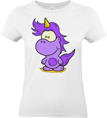 Einhorn - comic, comics, comic style, comic stil, monster, halloween, kind, kinder, niedlich, mund, zähme, baby, lätzchen, hunger, füttern, märchen, einhorn - Standard T-Shirt (Frauen)