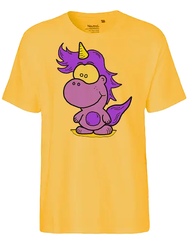 Einhorn - comic, comics, comic style, comic stil, monster, halloween, kind, kinder, niedlich, mund, zähme, baby, lätzchen, hunger, füttern, märchen, einhorn - Fairtrade T-Shirt
