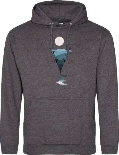 Exploring Nightfall - nature, national parks, great outdoors, moonlight, moon, night sky, beauty, outdoors, exploring, wonder, explorer, adventure, layered, mountains, rivers, silhouette, forests, scenic, vista, woods, trees, tree line - Standard Hoodie