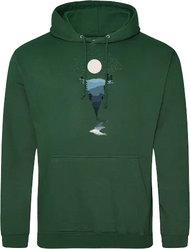 Exploring Nightfall - nature, national parks, great outdoors, moonlight, moon, night sky, beauty, outdoors, exploring, wonder, explorer, adventure, layered, mountains, rivers, silhouette, forests, scenic, vista, woods, trees, tree line - Standard Hoodie