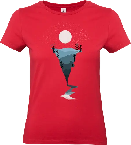 Exploring Nightfall - nature, national parks, great outdoors, moonlight, moon, night sky, beauty, outdoors, exploring, wonder, explorer, adventure, layered, mountains, rivers, silhouette, forests, scenic, vista, woods, trees, tree line - Standard T-Shirt (Frauen)