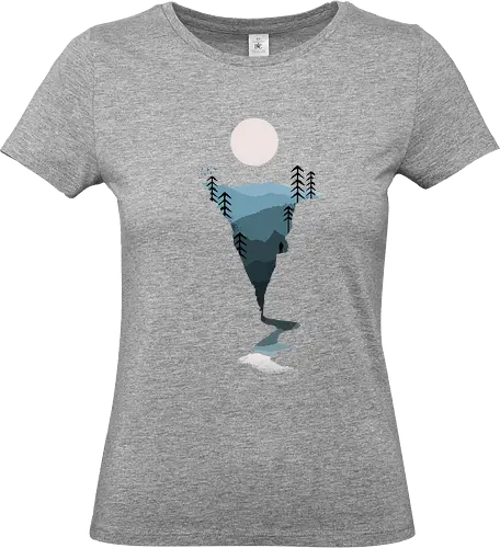 Exploring Nightfall - nature, national parks, great outdoors, moonlight, moon, night sky, beauty, outdoors, exploring, wonder, explorer, adventure, layered, mountains, rivers, silhouette, forests, scenic, vista, woods, trees, tree line - Standard T-Shirt (Frauen)