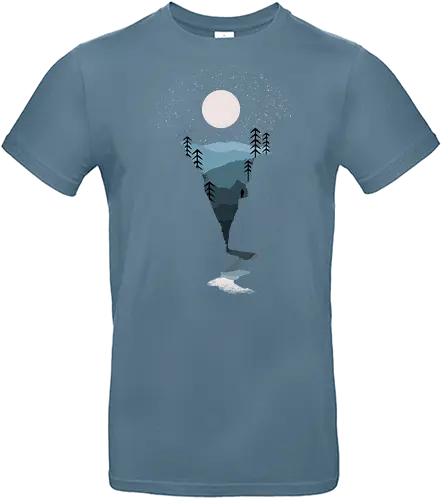 Exploring Nightfall - nature, national parks, great outdoors, moonlight, moon, night sky, beauty, outdoors, exploring, wonder, explorer, adventure, layered, mountains, rivers, silhouette, forests, scenic, vista, woods, trees, tree line - Standard T-Shirt