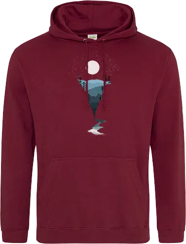 Exploring Nightfall - nature, national parks, great outdoors, moonlight, moon, night sky, beauty, outdoors, exploring, wonder, explorer, adventure, layered, mountains, rivers, silhouette, forests, scenic, vista, woods, trees, tree line - Standard Hoodie