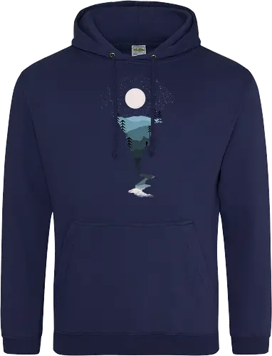 Exploring Nightfall - nature, national parks, great outdoors, moonlight, moon, night sky, beauty, outdoors, exploring, wonder, explorer, adventure, layered, mountains, rivers, silhouette, forests, scenic, vista, woods, trees, tree line - Standard Hoodie