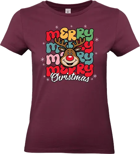 Merry Christmas  - reindeer, christmas, festive, holiday, colorful, merry, design, lettering, santa - Standard T-Shirt (Frauen)