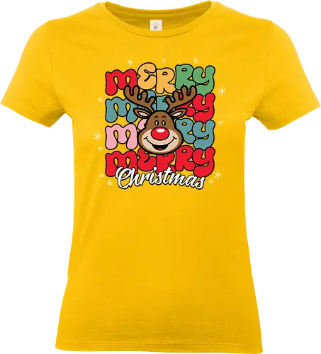 Merry Christmas  - reindeer, christmas, festive, holiday, colorful, merry, design, lettering, santa - Standard T-Shirt (Frauen)