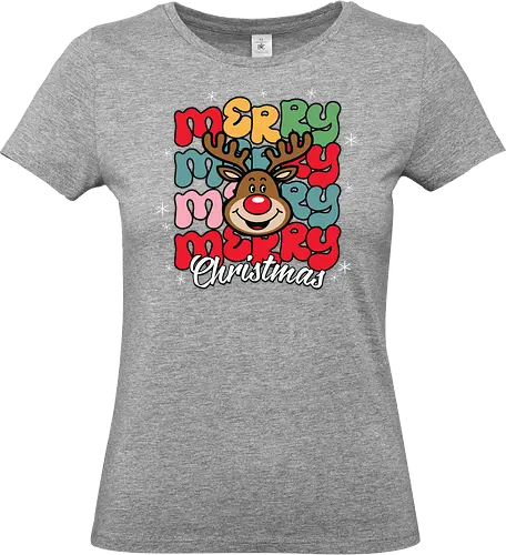 Merry Christmas  - reindeer, christmas, festive, holiday, colorful, merry, design, lettering, santa - Standard T-Shirt (Frauen)