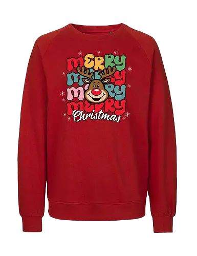Merry Christmas  - reindeer, christmas, festive, holiday, colorful, merry, design, lettering, santa - Fairtrade Sweatshirt
