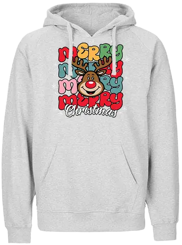 Merry Christmas  - reindeer, christmas, festive, holiday, colorful, merry, design, lettering, santa - Fairtrade Hoodie