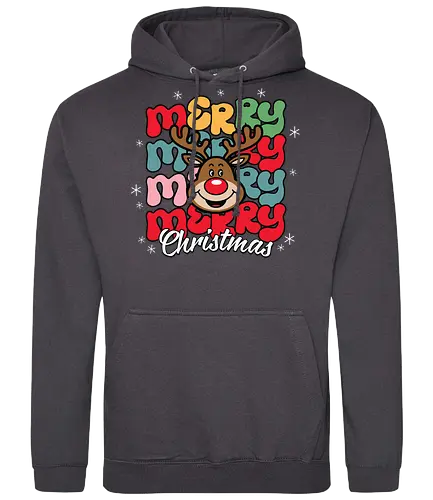 Merry Christmas  - reindeer, christmas, festive, holiday, colorful, merry, design, lettering, santa - Standard Hoodie