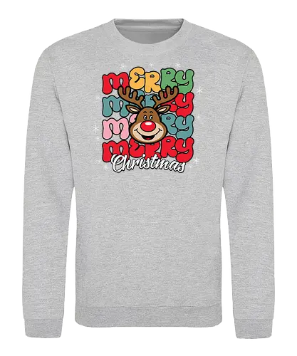 Merry Christmas  - reindeer, christmas, festive, holiday, colorful, merry, design, lettering, santa - Sweatshirt