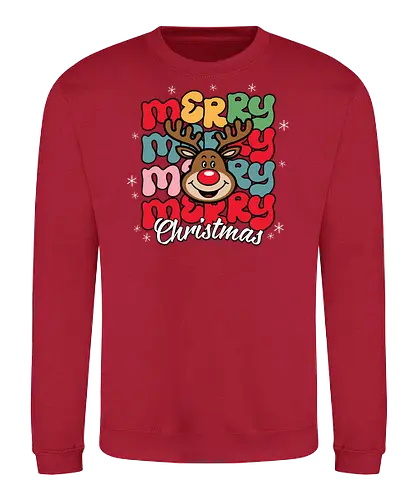 Merry Christmas  - reindeer, christmas, festive, holiday, colorful, merry, design, lettering, santa - Sweatshirt