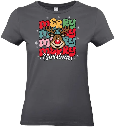 Merry Christmas  - reindeer, christmas, festive, holiday, colorful, merry, design, lettering, santa - Standard T-Shirt (Frauen)