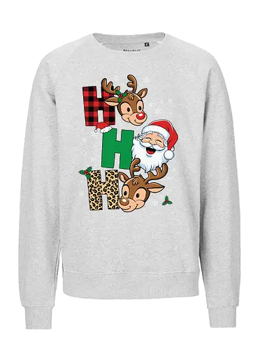 Santa Claus face - christmas, reindeer, santa claus, holiday, festive, snowflakes, pattern, decoration, cartoon, cheerful - Fairtrade Sweatshirt