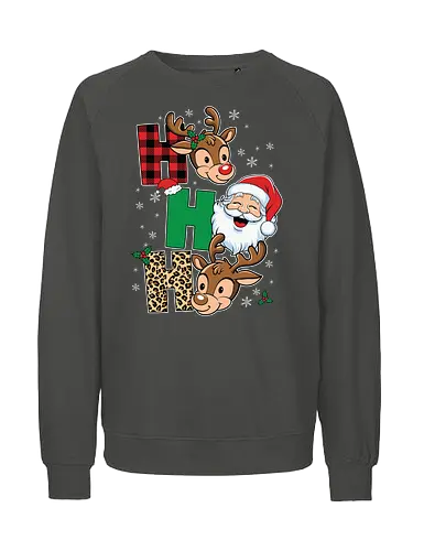 Santa Claus face - christmas, reindeer, santa claus, holiday, festive, snowflakes, pattern, decoration, cartoon, cheerful - Fairtrade Sweatshirt
