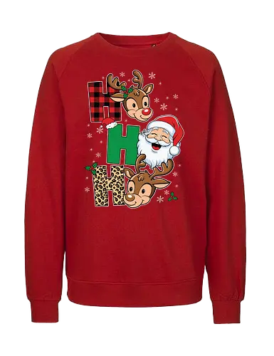 Santa Claus face - christmas, reindeer, santa claus, holiday, festive, snowflakes, pattern, decoration, cartoon, cheerful - Fairtrade Sweatshirt