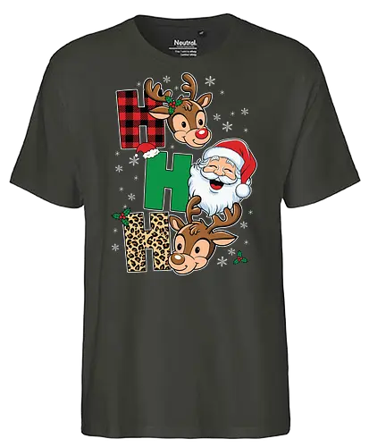 Santa Claus face - christmas, reindeer, santa claus, holiday, festive, snowflakes, pattern, decoration, cartoon, cheerful - Fairtrade T-Shirt
