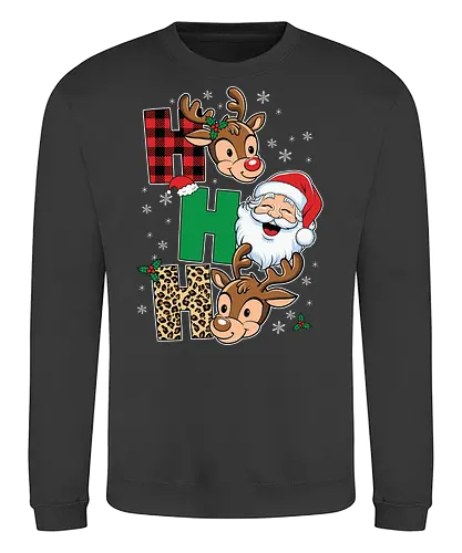 Santa Claus face - christmas, reindeer, santa claus, holiday, festive, snowflakes, pattern, decoration, cartoon, cheerful - Sweatshirt
