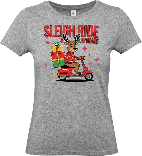 SLEIGH RIDE UPGRADE - reindeer, scooter, gift, christmas, festive, holiday, ride, sweater, stars, text - Standard T-Shirt (Frauen)