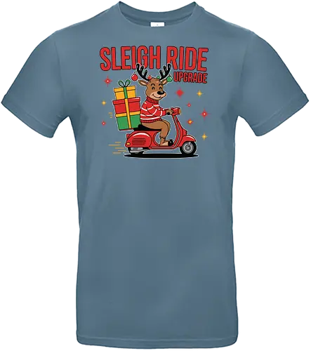 SLEIGH RIDE UPGRADE - reindeer, scooter, gift, christmas, festive, holiday, ride, sweater, stars, text - Standard T-Shirt