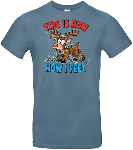THIS IS HOW HOW I FEEL - reindeer, christmas lights, cartoon, tangled, humorous, colorful, festive, holiday - Standard T-Shirt