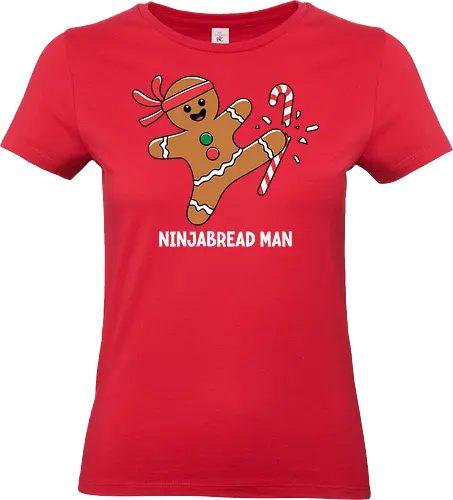 Ninjabread Man - gingerbread, ninja, candy cane, humorous, christmas, martial arts, cookies, festive, holiday, whimsical - Standard T-Shirt (Frauen)