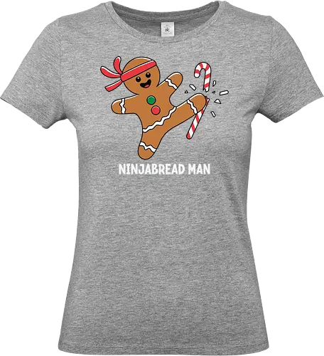Ninjabread Man - gingerbread, ninja, candy cane, humorous, christmas, martial arts, cookies, festive, holiday, whimsical - Standard T-Shirt (Frauen)