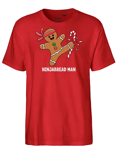 Ninjabread Man - gingerbread, ninja, candy cane, humorous, christmas, martial arts, cookies, festive, holiday, whimsical - Fairtrade T-Shirt
