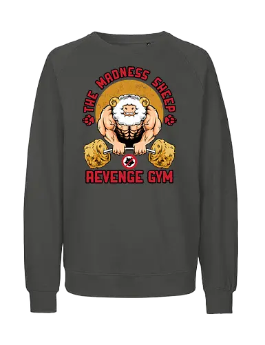 revenge gym  - gym, sport, muscle, strong, sheep, deadlift, weightlift, gymnastics, wolves, animal, parody, humor, fun, funny - Fairtrade Sweatshirt