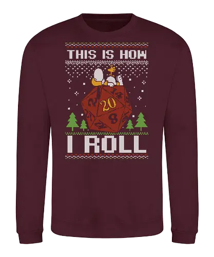 Ugly Sweater Beagle RPG - Ugly Sweater, Holiday, Christmas, Merry Christmas, Ugly Christmas Sweater, Pixel Art, Beagle, Dog, Pet, Bird, Rpg, Role-play, Role-playing, Dungeon Master, Dungeon, Fantasy, Adventure, D20 - Sweatshirt