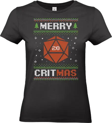 Ugly Sweater Christmas RPG - Ugly Sweater, Holiday, Christmas, Merry Christmas, Ugly Christmas Sweater, Pixel Art, rpg, fantasy, adventure, d20, Pen and Paper, role-playing game, tabletop, game master, Santa Claus, fun, funny, Christmas Vacation, Christmas Sweater, Christmas Eve, Role-play, Role-playing, Dungeon Master - Standard T-Shirt (Frauen)