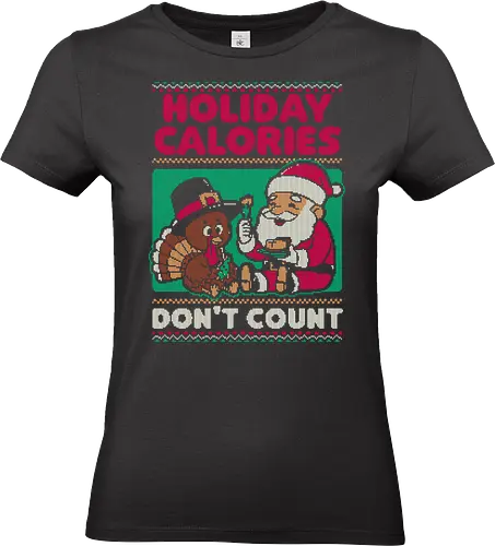 Ugly Sweater Holiday Food - Ugly Sweater, Holiday, Christmas, Merry Christmas, Ugly Christmas Sweater, Pixel Art, Turkey, Santa Claus, Thanksgiving, Pilgrim, calories, food, dinner - Standard T-Shirt (Frauen)