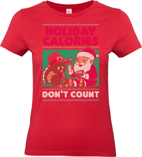 Ugly Sweater Holiday Food - Ugly Sweater, Holiday, Christmas, Merry Christmas, Ugly Christmas Sweater, Pixel Art, Turkey, Santa Claus, Thanksgiving, Pilgrim, calories, food, dinner - Standard T-Shirt (Frauen)