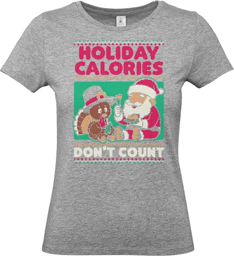 Ugly Sweater Holiday Food - Ugly Sweater, Holiday, Christmas, Merry Christmas, Ugly Christmas Sweater, Pixel Art, Turkey, Santa Claus, Thanksgiving, Pilgrim, calories, food, dinner - Standard T-Shirt (Frauen)