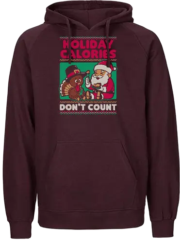 Ugly Sweater Holiday Food - Ugly Sweater, Holiday, Christmas, Merry Christmas, Ugly Christmas Sweater, Pixel Art, Turkey, Santa Claus, Thanksgiving, Pilgrim, calories, food, dinner - Fairtrade Hoodie