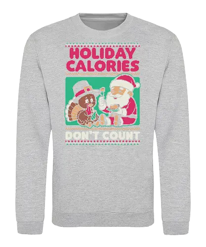 Ugly Sweater Holiday Food - Ugly Sweater, Holiday, Christmas, Merry Christmas, Ugly Christmas Sweater, Pixel Art, Turkey, Santa Claus, Thanksgiving, Pilgrim, calories, food, dinner - Sweatshirt