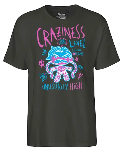 Craziness Levels - arcane, Gaming - Fairtrade T-Shirt