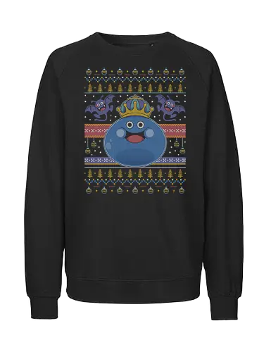 King Slime Ugly Sweater - quest, slime, king slime, monsters, golem, gaming, gamer, video games, erdrea, rpg, jrpg, echoes of an elusive age, xmas, ugly christmas sweater - Fairtrade Sweatshirt