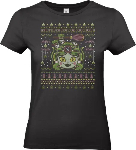 Dusa Ugly Sweater - hades, zagreus, zeus, dusa, medusa, zagreus sword, melinoe, cerberus, theseus, ugly christmas sweater, video games, gaming, gamer - Standard T-Shirt (Frauen)